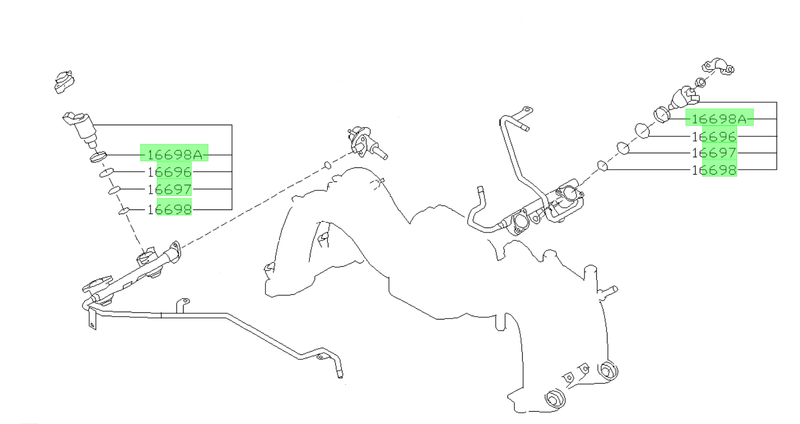 Subaru Side Feed Fuel Injector Seal Kit MY1992 - 1995